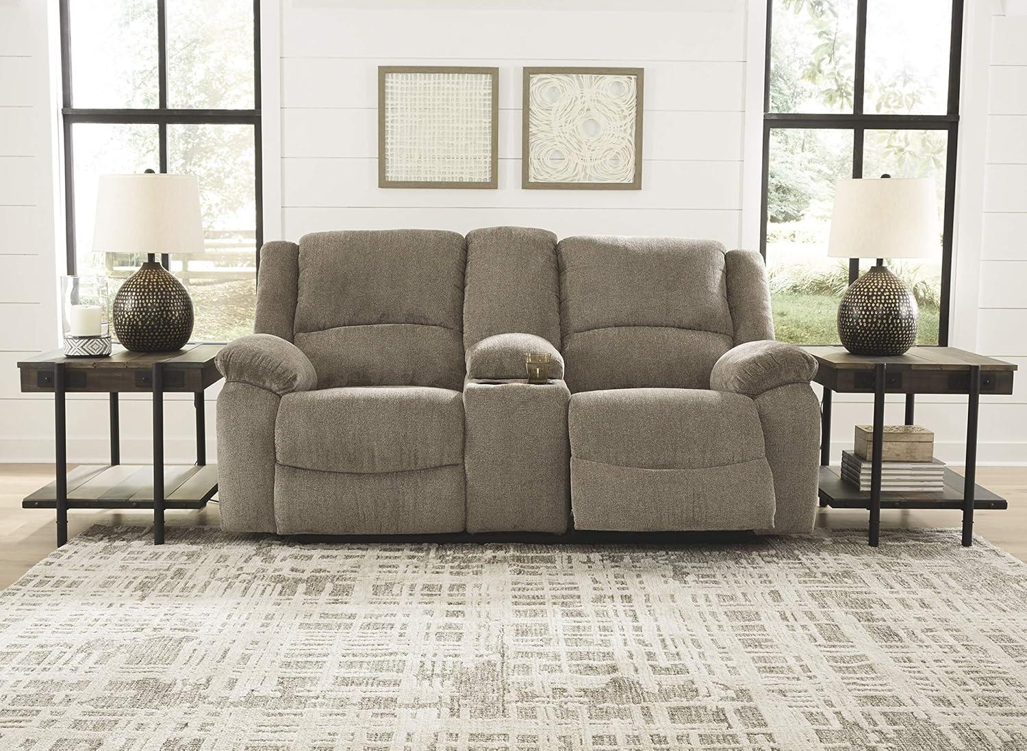 Signature Design by Ashley Draycoll Reclining Loveseat with Console in Pewter