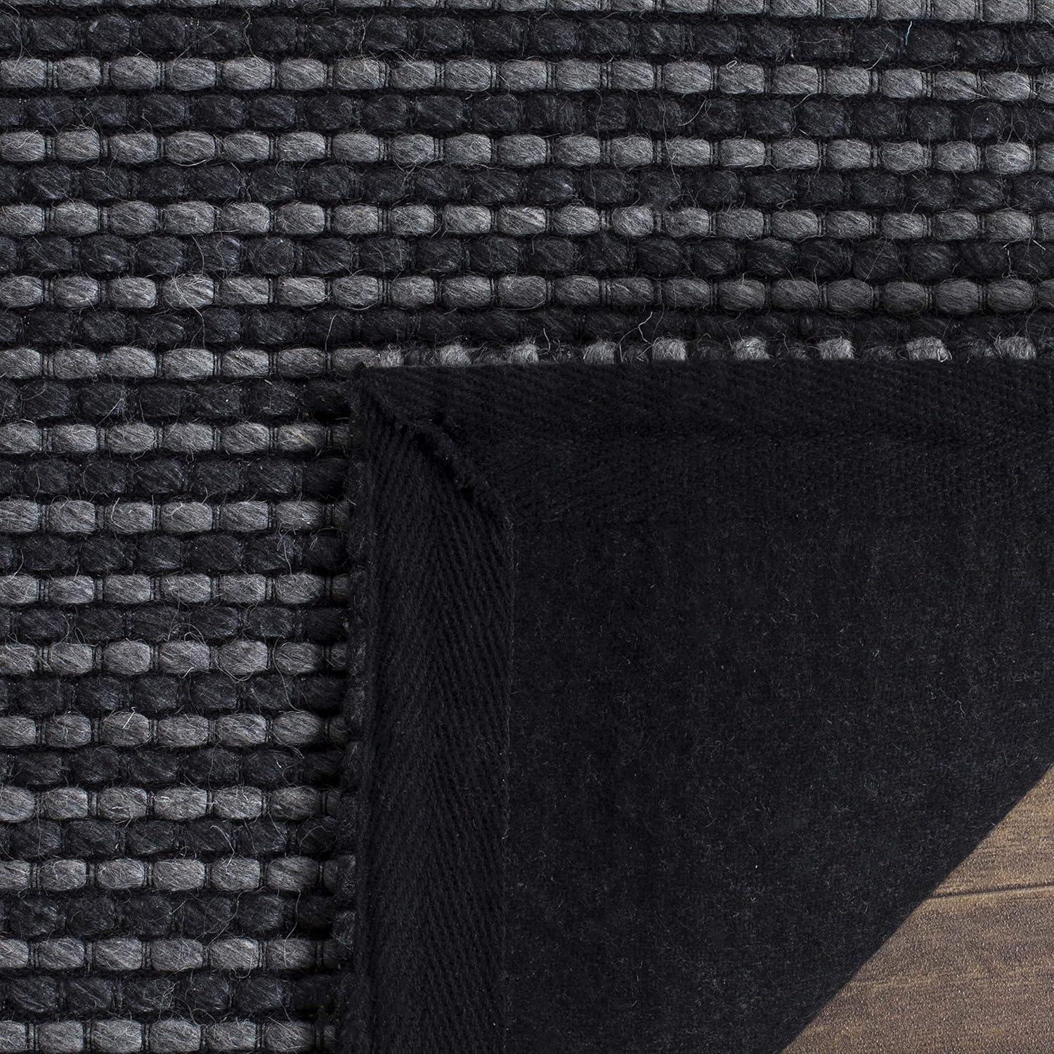 Handwoven Grey/Black Braided Wool & Synthetic 3' x 5' Rug