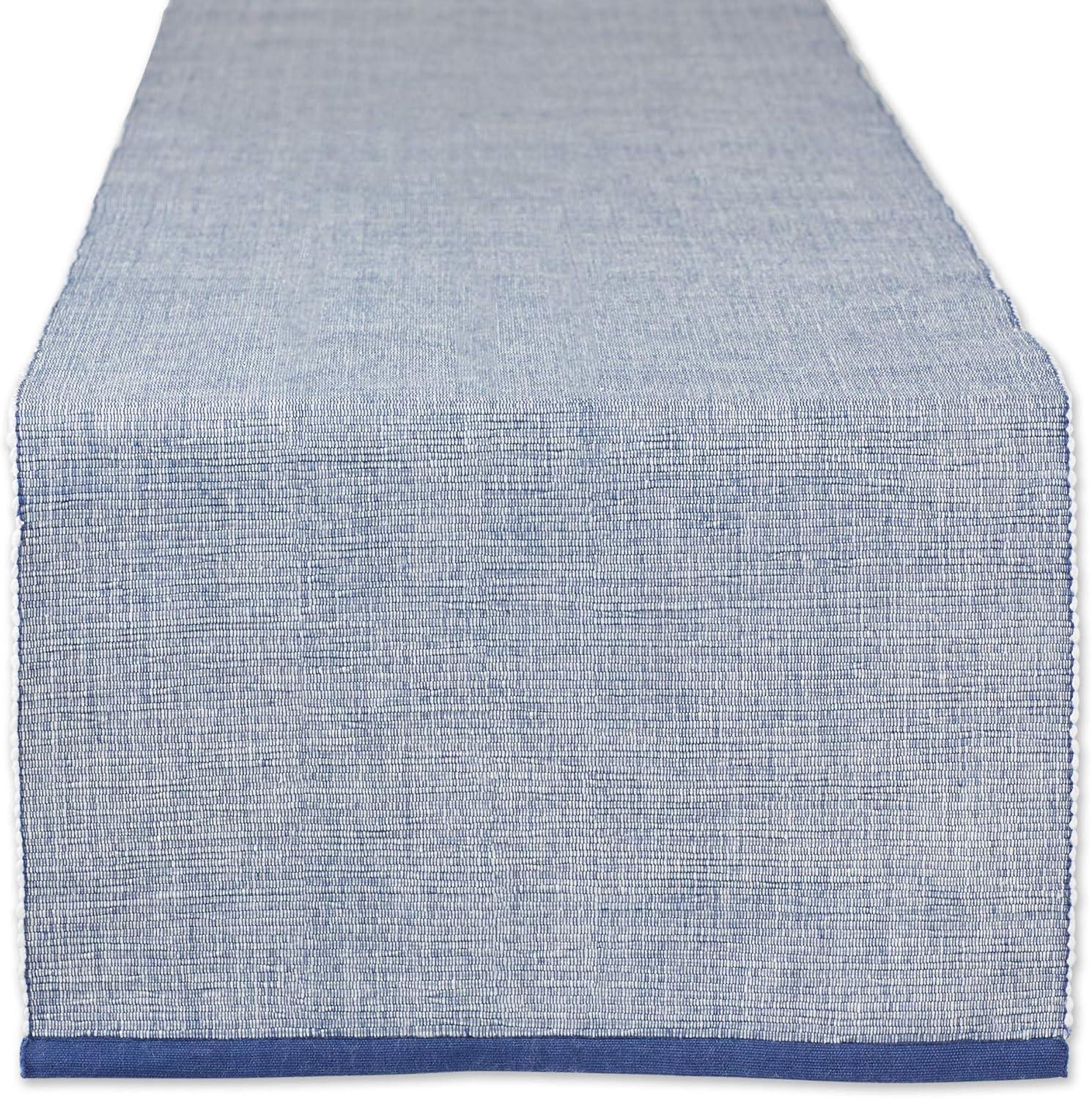 FRENCH BLUE ECO-FRIENDLY CHAMBRAY FINE RIBBED TABLE RUNNER 13x72