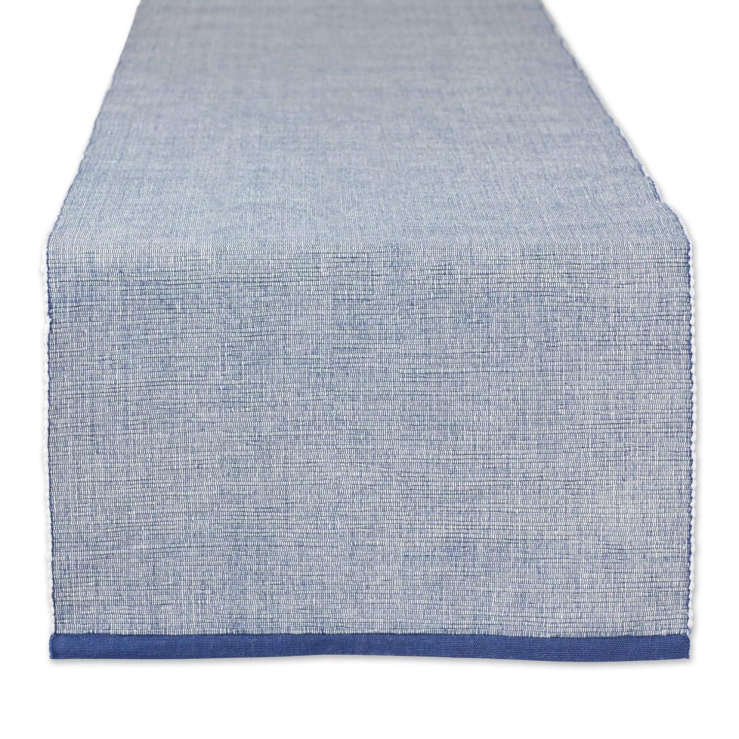 Design Imports  French Blue Eco-Friendly Chambray Fine Ribbed Table Runner 13X72