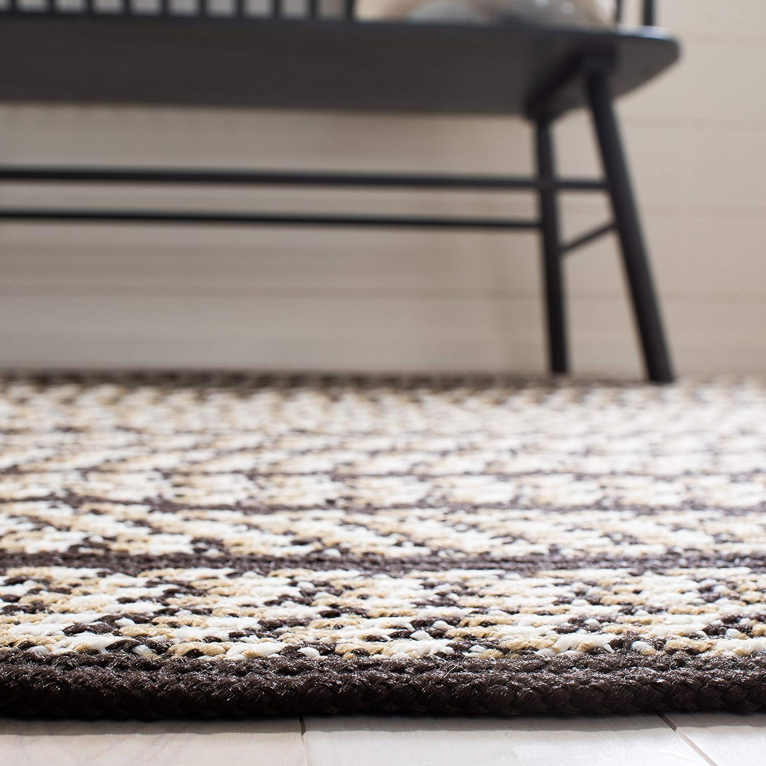 SAFAVIEH Braided Tanisha Bordered Reversible Area Rug, Ivory/Black, 3' x 5' Oval
