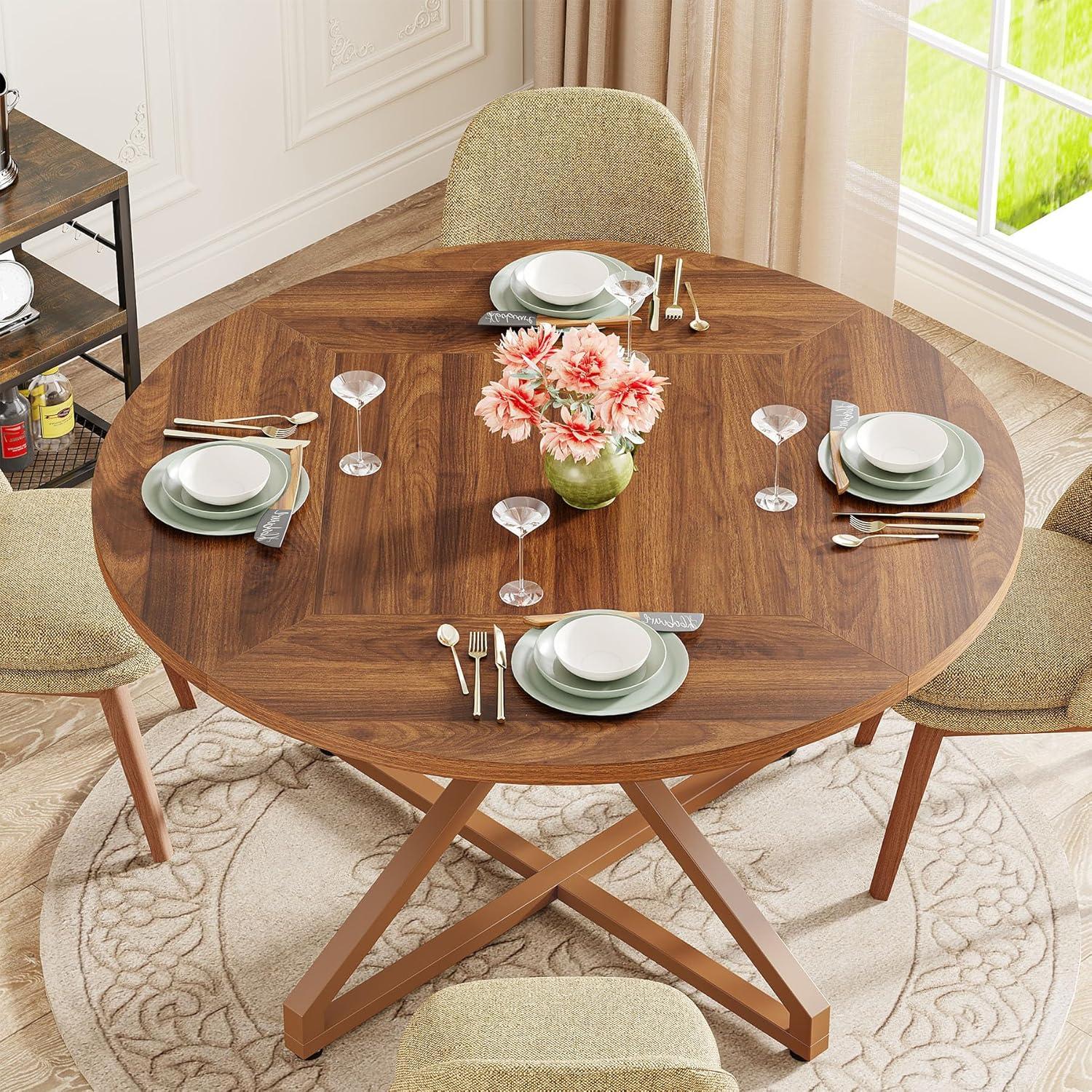 Millwood Pines 47 Inch Round Dining Table For 4-6 People