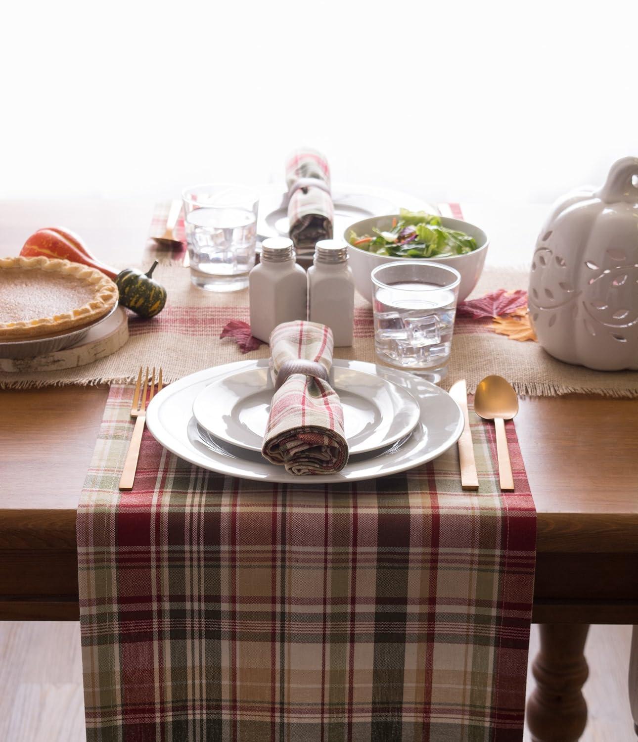 Give Thanks Plaid Table Runner 14x108