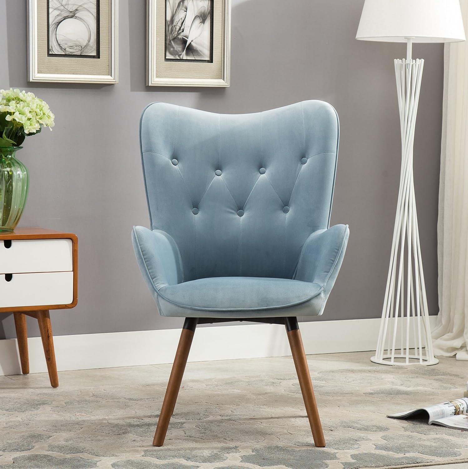 Roundhill Furniture Doarnin Wingback Chair, Blue