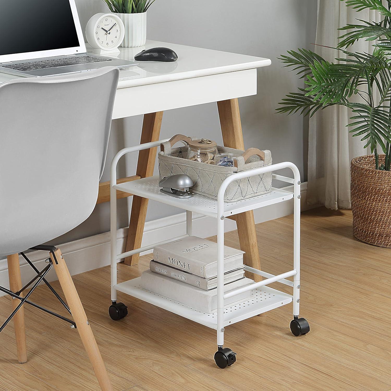 SunnyPoint Minimalist Style Utility Rolling Shelf Cart (WHT)