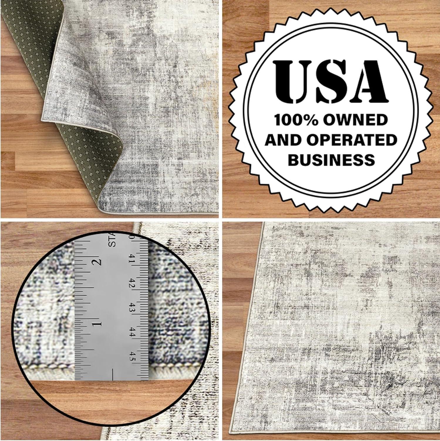 ReaLife Rugs Machine Washable Abstract Modern Gray, Beige, Ivory Eco-friendly Recycled Fiber Area Runner Rug (5' x 7')