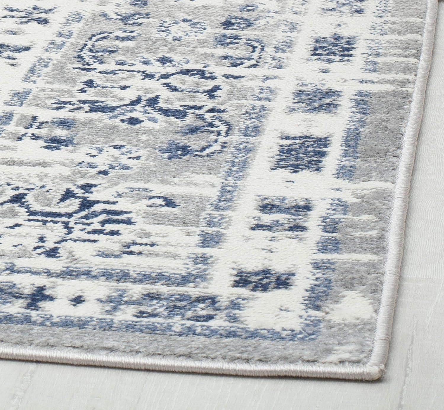 Rugs America Gallagher GL55F Inky Sundara Vintage Transitional Blue Area Rug for Dining Room Rug Neutral Rug Living Room Rug Kitchen, 5'3"x7'