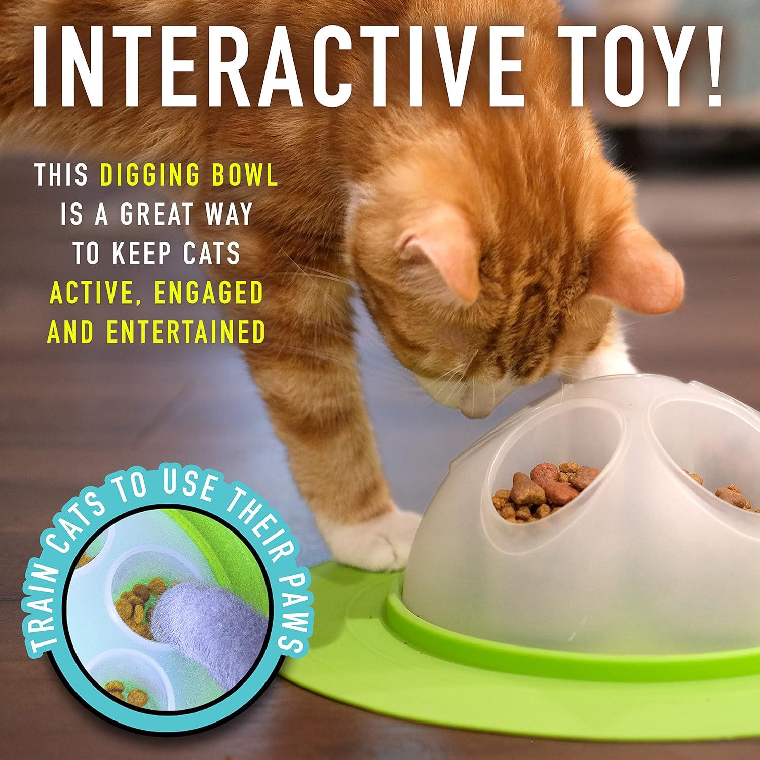 Franklin Pet Supply Interactive Cat Digging Slow Feeder Bowl - Toy Cat Bowl for Treats + Food - Scratching Bowl Slow Feeder - Interactive Toy + Slow Feeder Bowl for Cats + Kittens