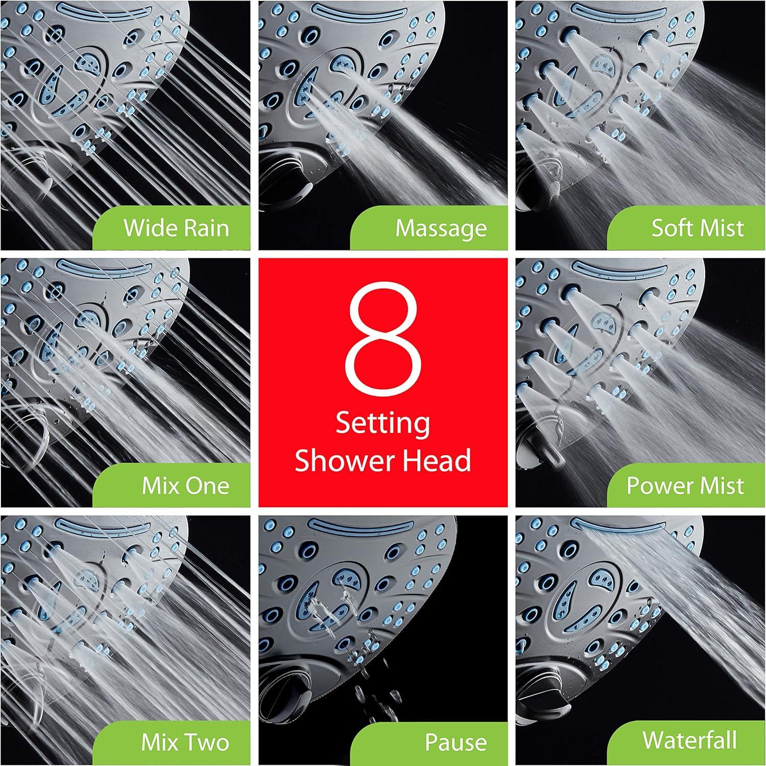 Hotel Spa AquaCare As-Seen-On-TV High Pressure Handheld/Rain 80-mode 3-way Shower Head Combo with Adjustable Arm - Anti-clog Nozzles, Tub & Pet Power Wash, 6 ft. Hose, ORB Bronze Finish