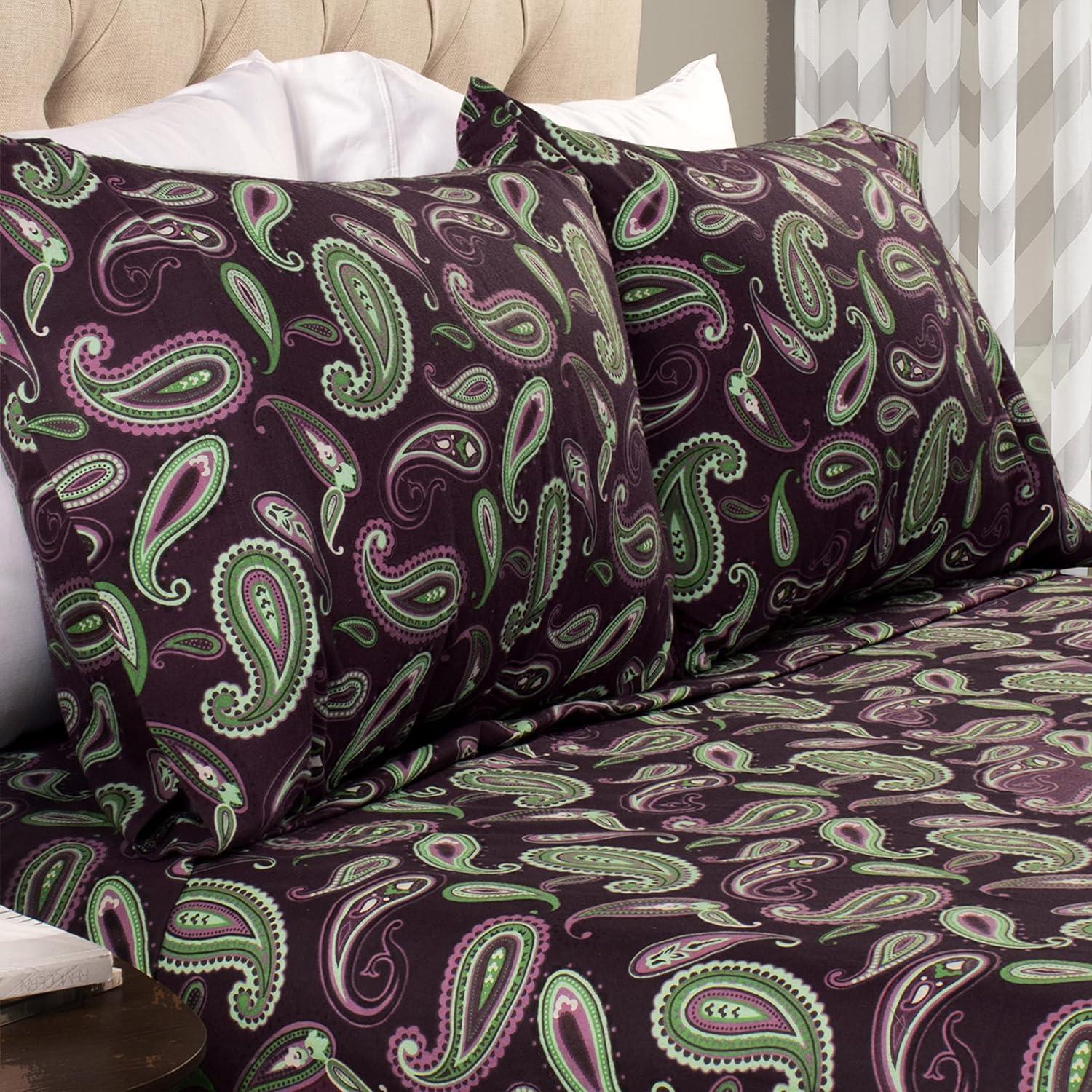 Superior 100% Cotton Flannel Paisely Pillowcase (Set of 2)