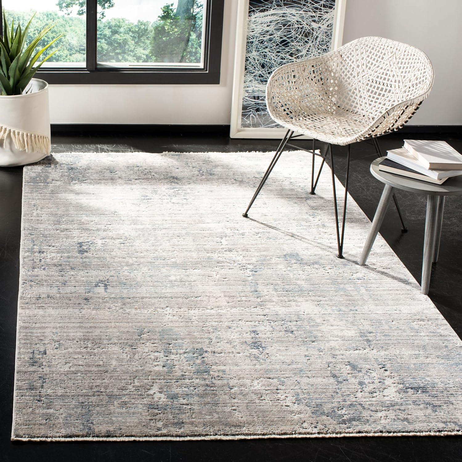 SAFAVIEH Winston Coretta Abstract Overdyed Polyester Area Rug, Grey/Blue, 4' x 6'