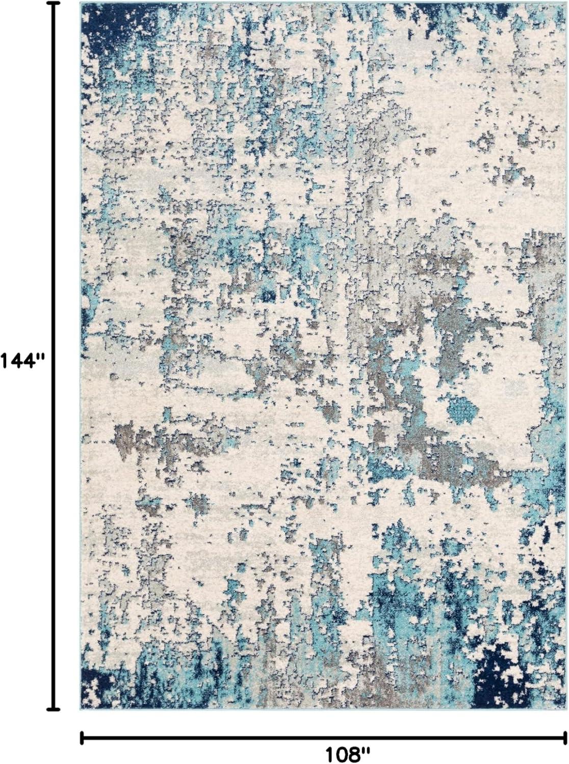 Livabliss 9'x12' High Plains Modern Rug Blue: Stain & Fade-Resistant, Medium Pile, Indoor, Abstract Pattern