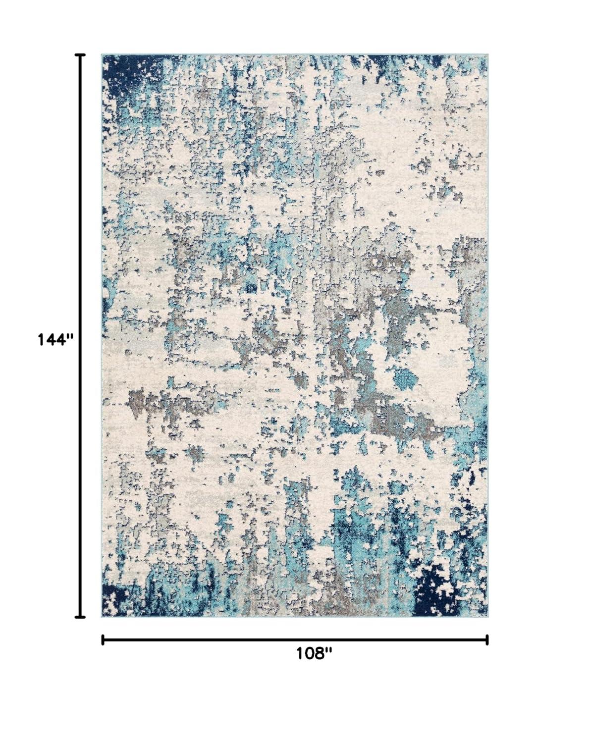 Livabliss 9'x12' High Plains Modern Rug Blue: Stain & Fade-Resistant, Medium Pile, Indoor, Abstract Pattern