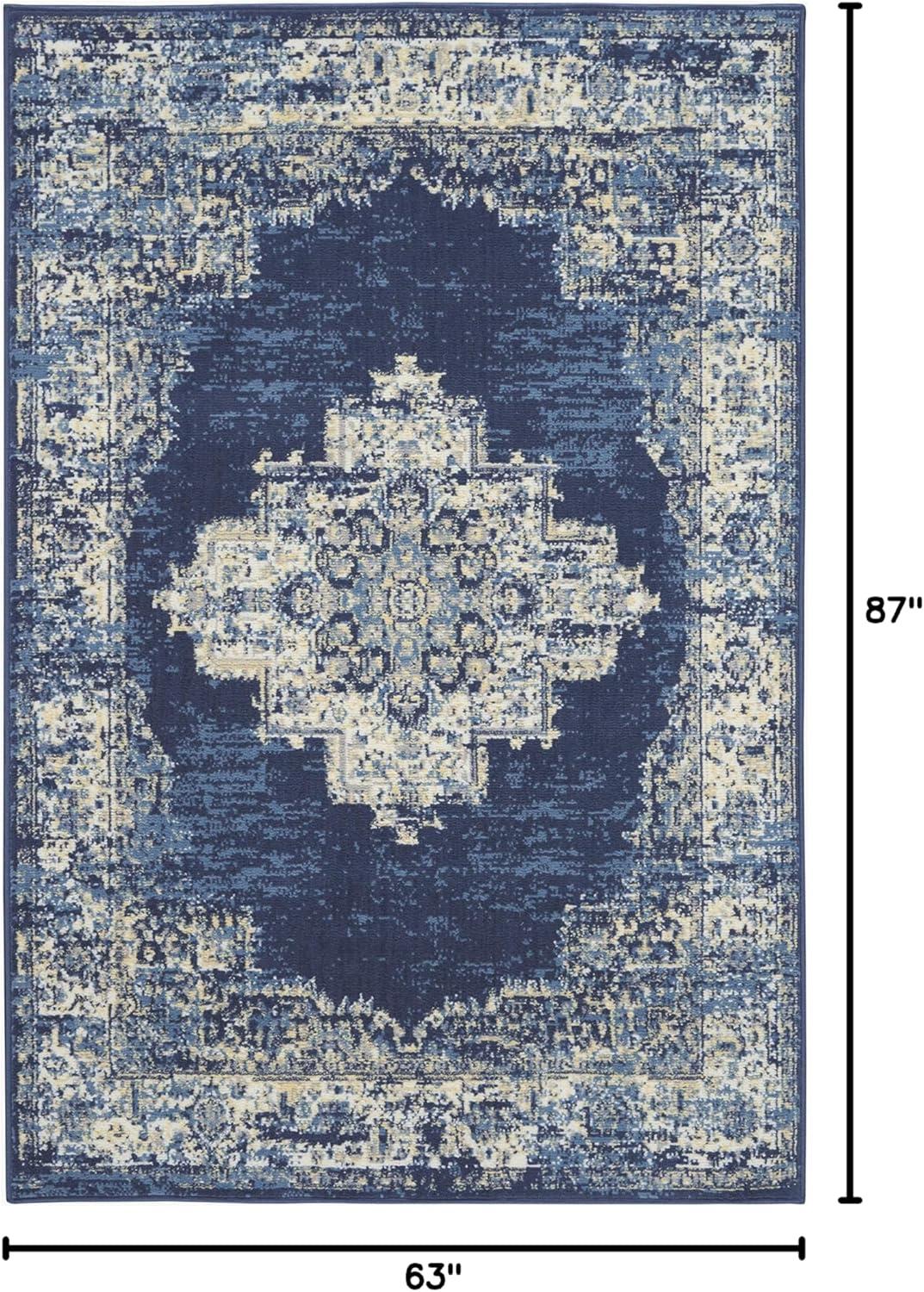 Charlton Home® Golter Grafix 5'3" X 7'3" Navy Blue Vintage Indoor Rug