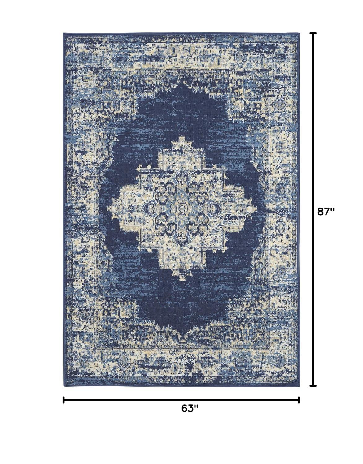 Charlton Home® Golter Grafix 5'3" X 7'3" Navy Blue Vintage Indoor Rug