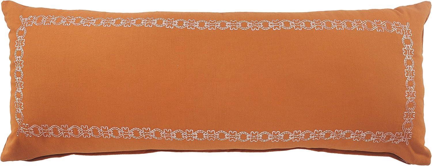 Ox Bay Dainty and Delicate Embroidered Border Lumbar Throw Pillow, 14" x 36", Red / Orange