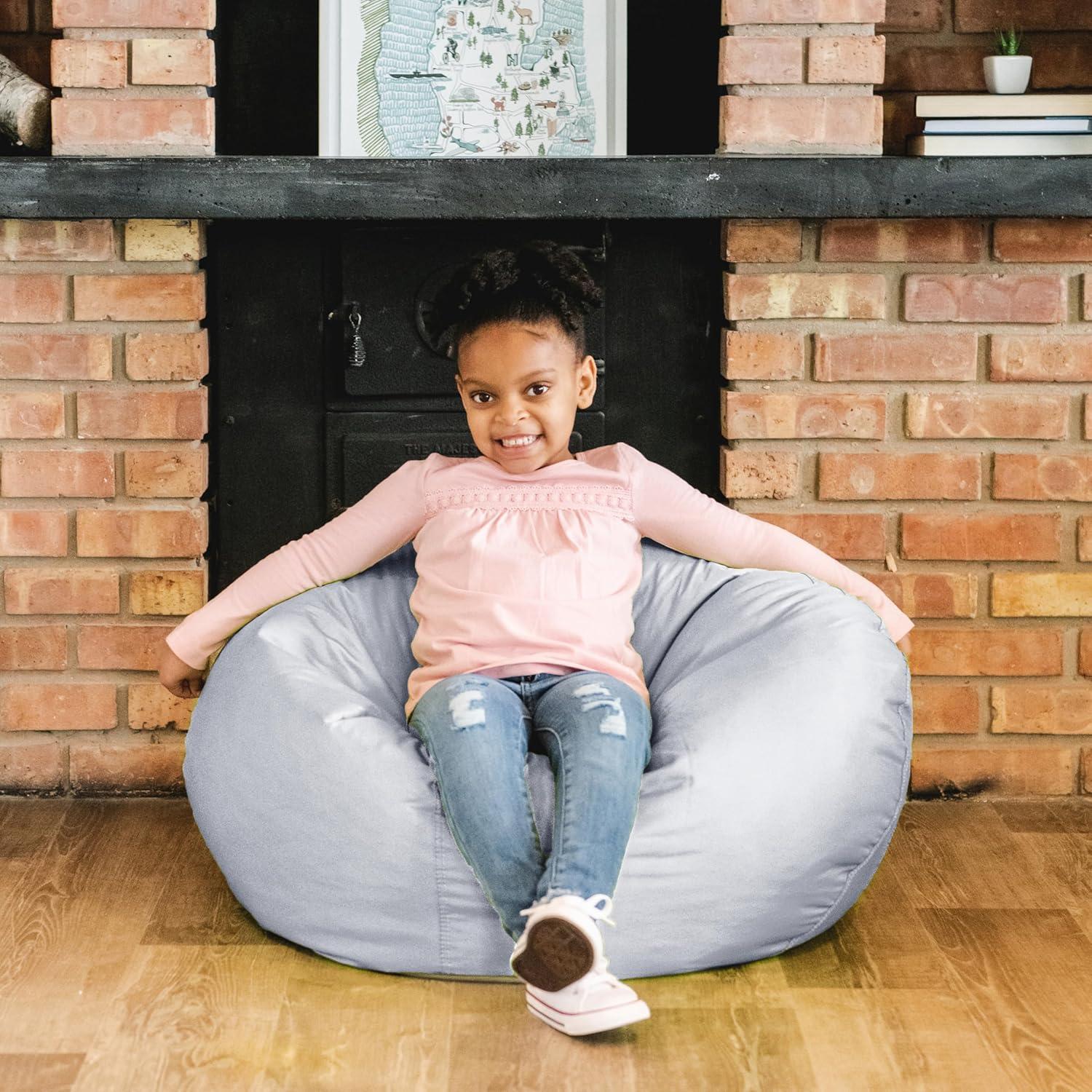 Big Joe Classic Bean Bag Chair, Durable Polyester Nylon Blend, Kids, Gray