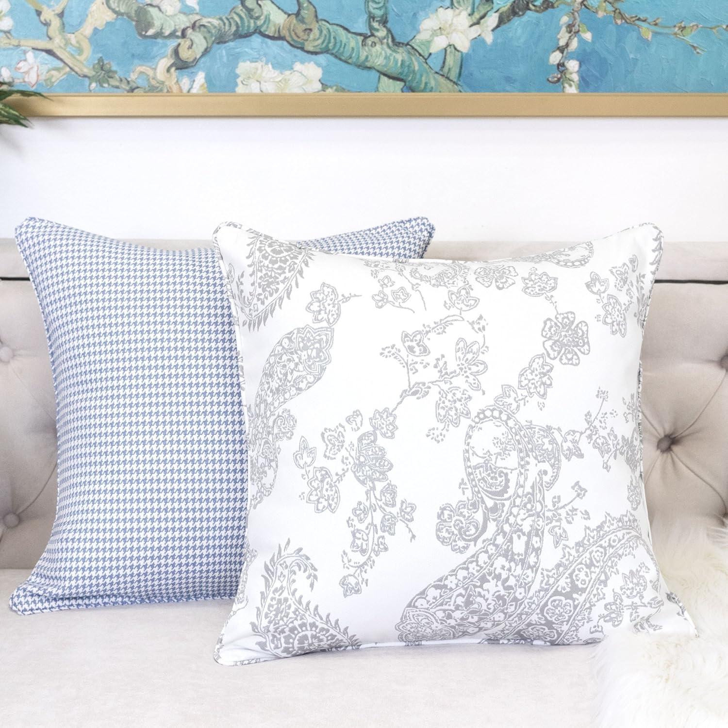Ella 20" Square Cream Gray Polyester Throw Pillow