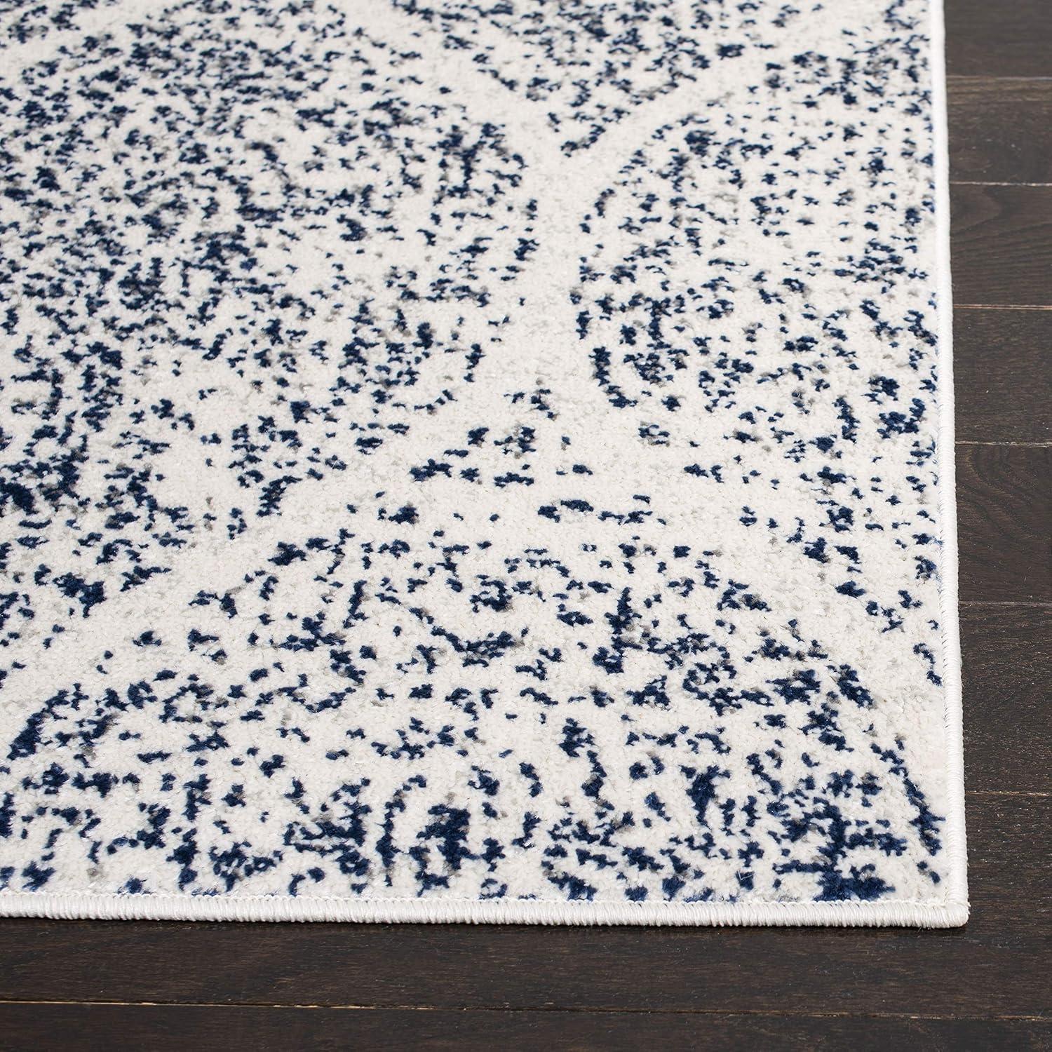 Reversible 10' x 14' Blue Synthetic Rectangular Area Rug