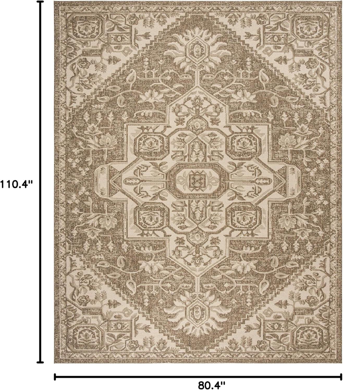 Beach House BHS138 Power Loomed Indoor/Outdoor Area Rug - Cream/Beige - 6'7"x9'2" - Safavieh