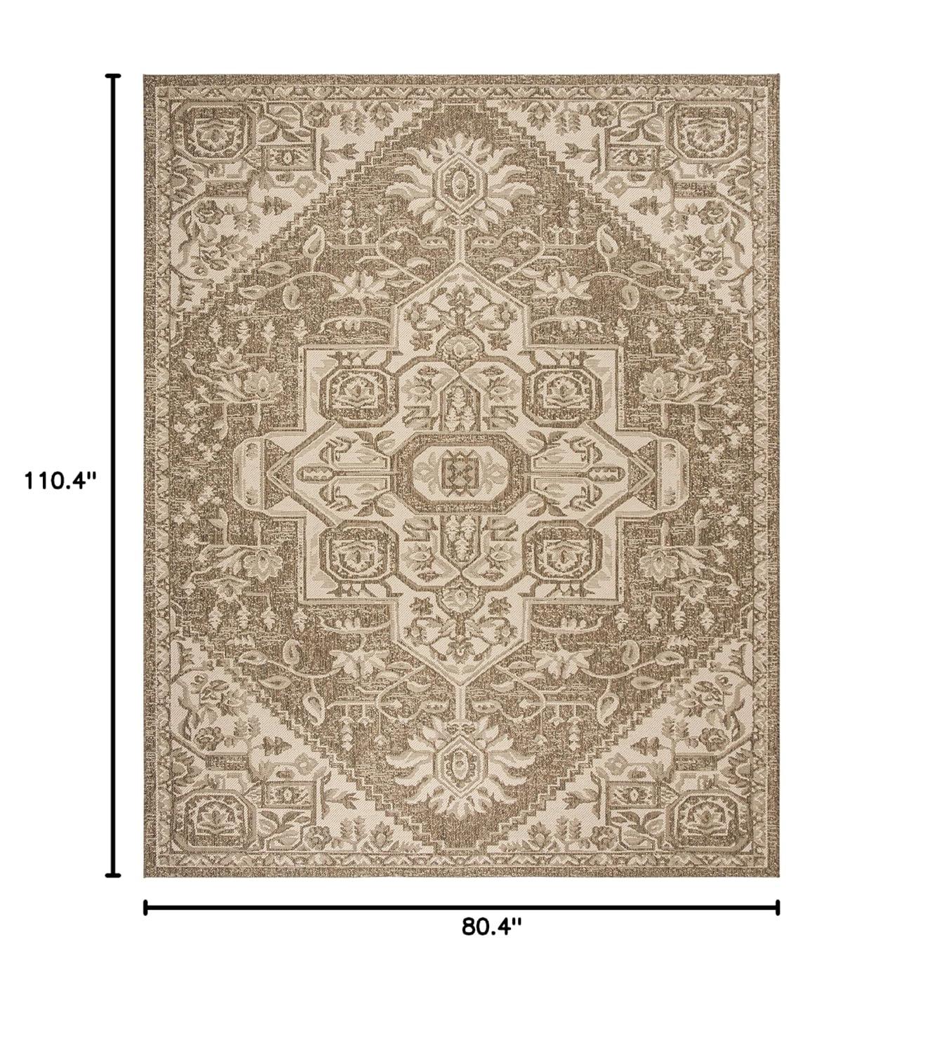 Beach House BHS138 Power Loomed Indoor/Outdoor Area Rug - Cream/Beige - 6'7"x9'2" - Safavieh