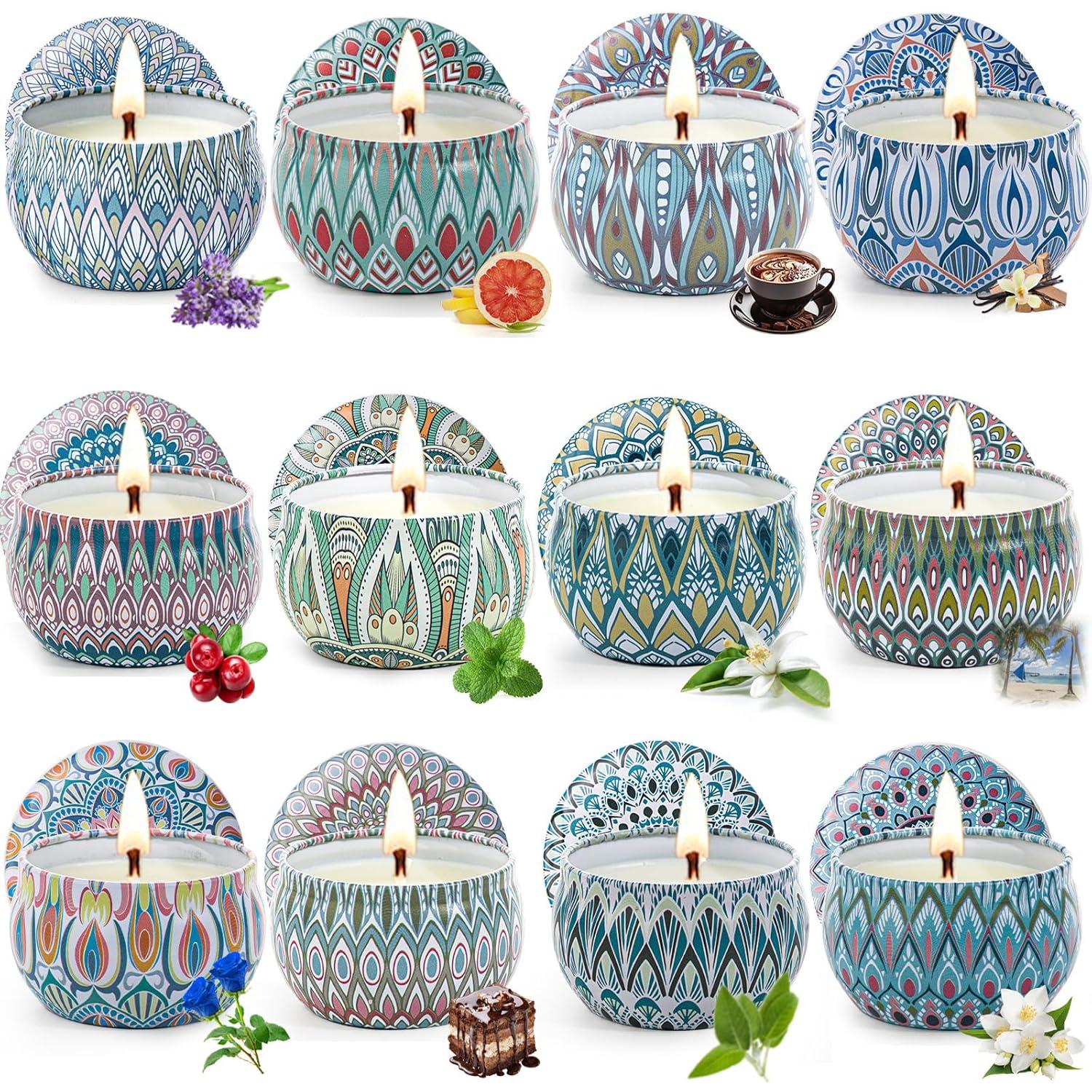 Scented Candles Gift Set, 12 Pack Aromatherapy Candles for Women, Candles for Home Scented, 300H Long Burning, Soy Wax Candle Set, Gifts for Mom Women SPA Birthday Anniversary Stocking Stuffers