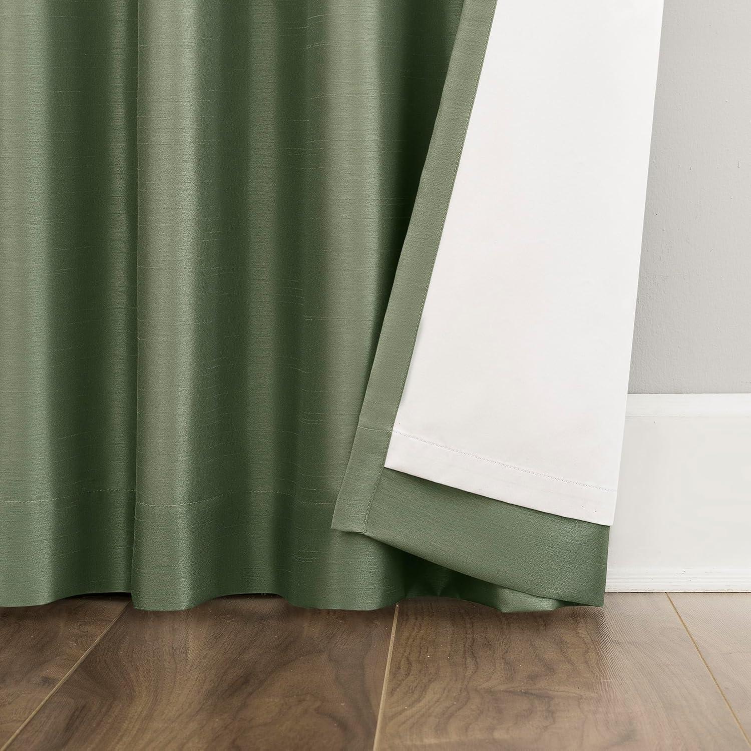 Faux Dupioni Silk Thermal Extreme 100% Blackout Back Tab Curtain Panel