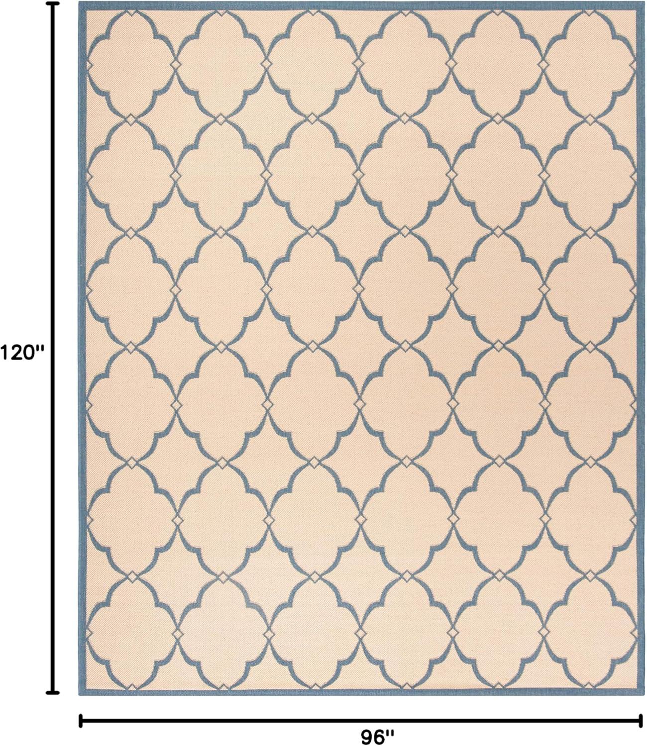 Aqua and Cream 8' x 10' Geometric Indoor/Outdoor Rug