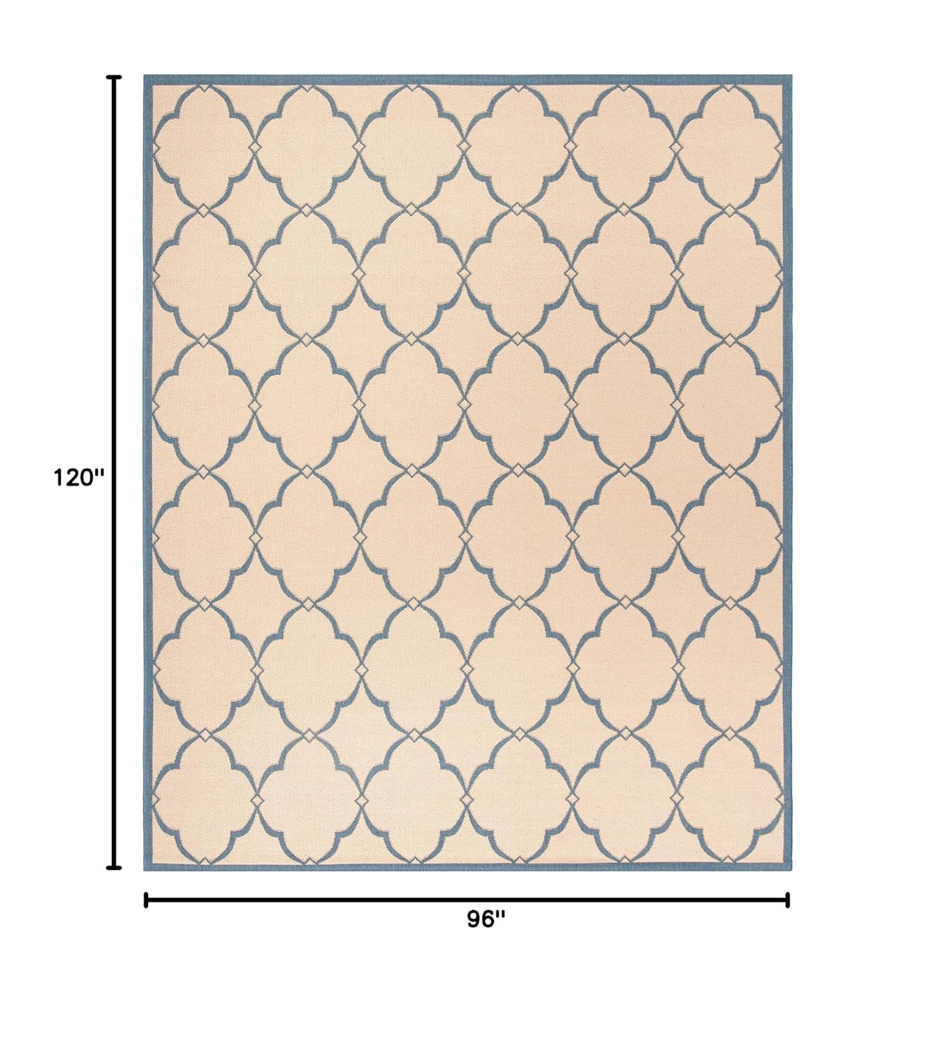 Aqua and Cream 8' x 10' Geometric Indoor/Outdoor Rug
