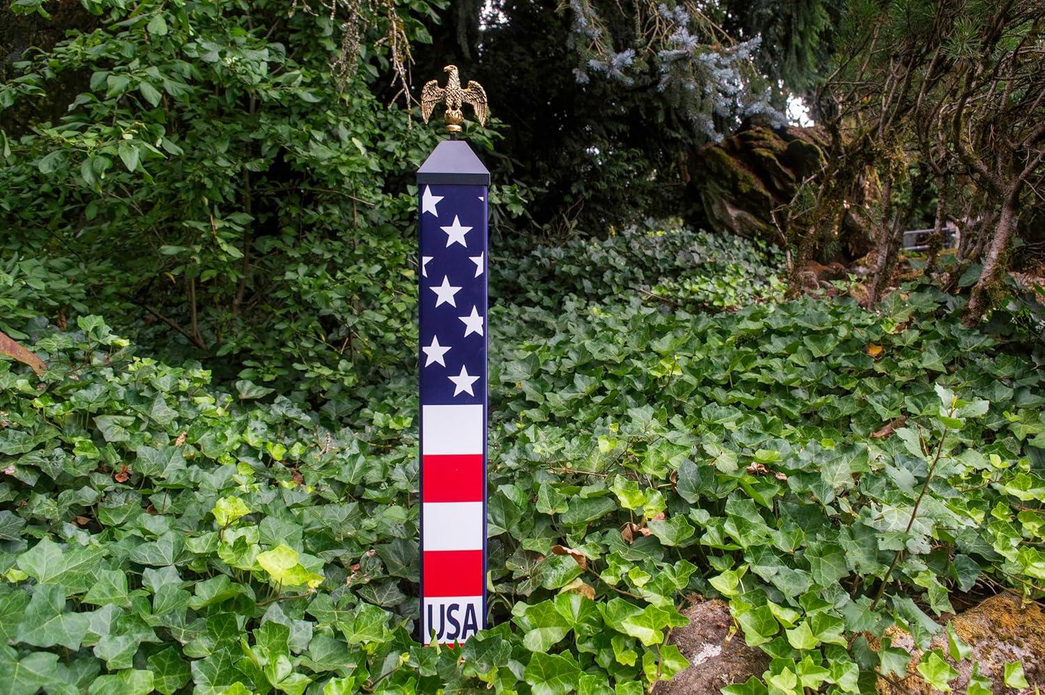 Patriotic Painted Resin Eagle Garden Post with Stake