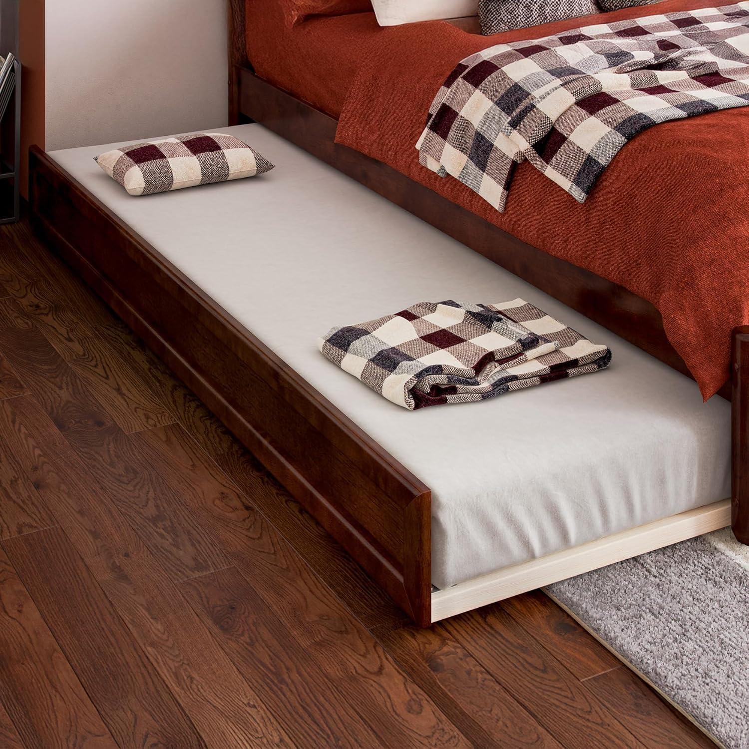 AFI Furnishings Full Panel Platform Bed with Twin Trundle in Walnut