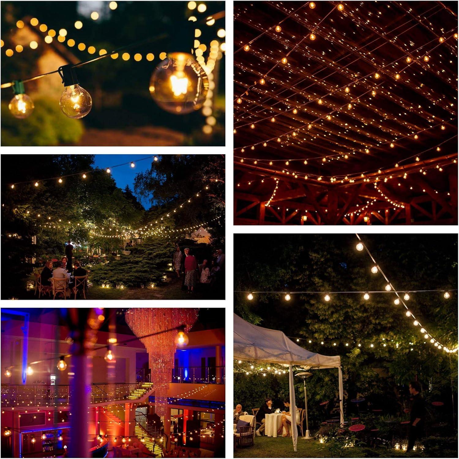 25 Foot Globe String Lights - G40 Clear Bulbs - Black Wire - Outdoor String Lights for Patio Yard Deck Cafe Bistro and Wedding Lighting