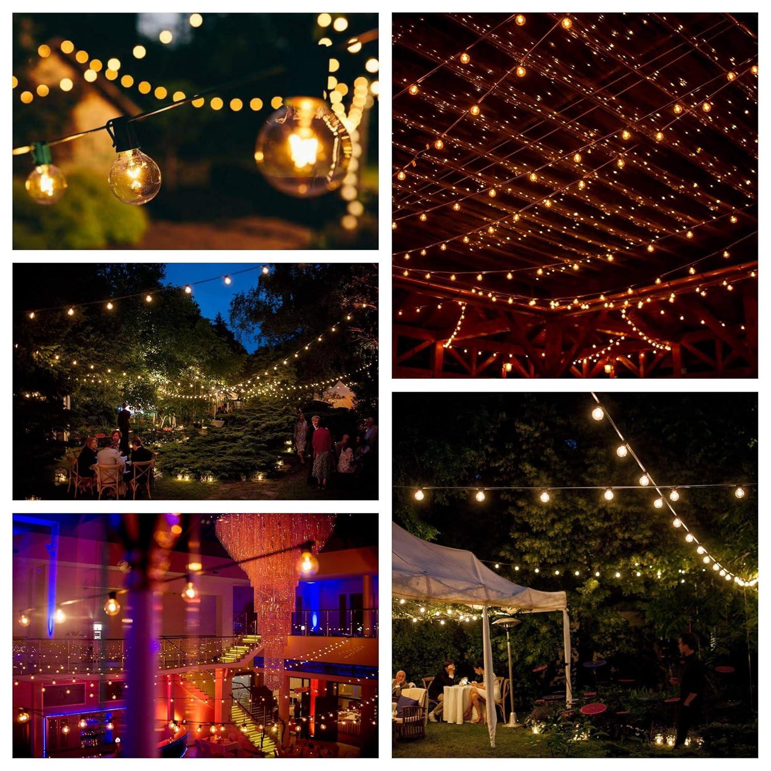 25 Foot Globe String Lights - G40 Clear Bulbs - Black Wire - Outdoor String Lights for Patio Yard Deck Cafe Bistro and Wedding Lighting