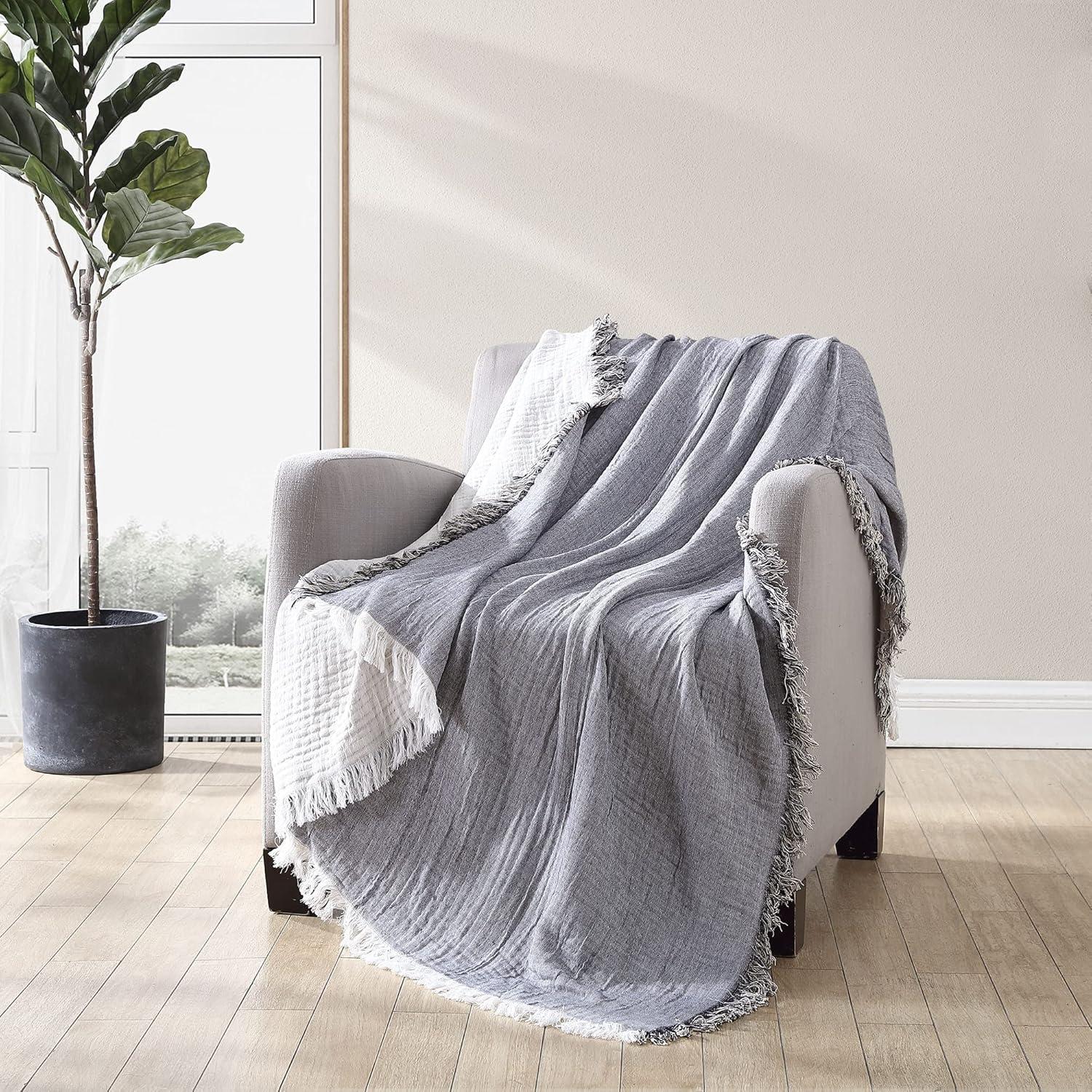 Brielle Home Denver Reversible Cotton Gauze Throw Blanket