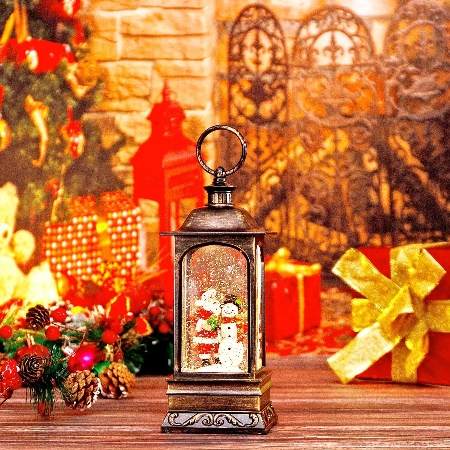 The Holiday Aisle® 2024 Christmas Decor Snow Globe Lantern - Glittering, Plug-in/3 AA Battery/USB Powered