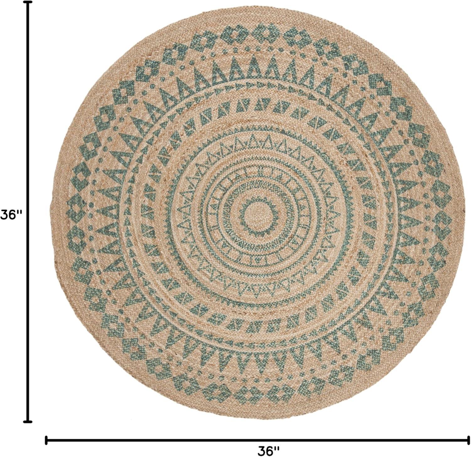 Natural Fiber NF802 Hand Woven Indoor Area Rug - Black/Natural - 5' Round - Safavieh