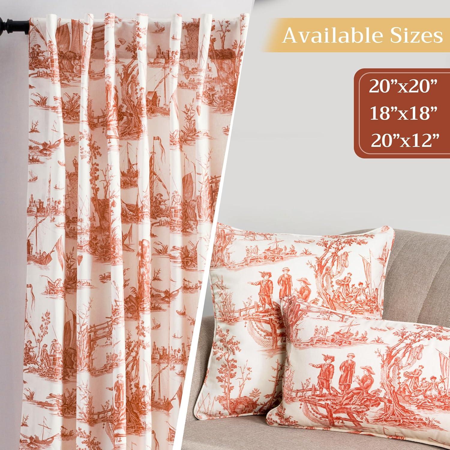 Maison d' Hermine Decorative Pillow Covers 18 x 18 Inch Square 100% Cotton Throw pillow Covers with invisible Zipper Cushion Case for Living Room Couch, Chair, Sofas, Bedroom, Home (Calais - Cardinal)