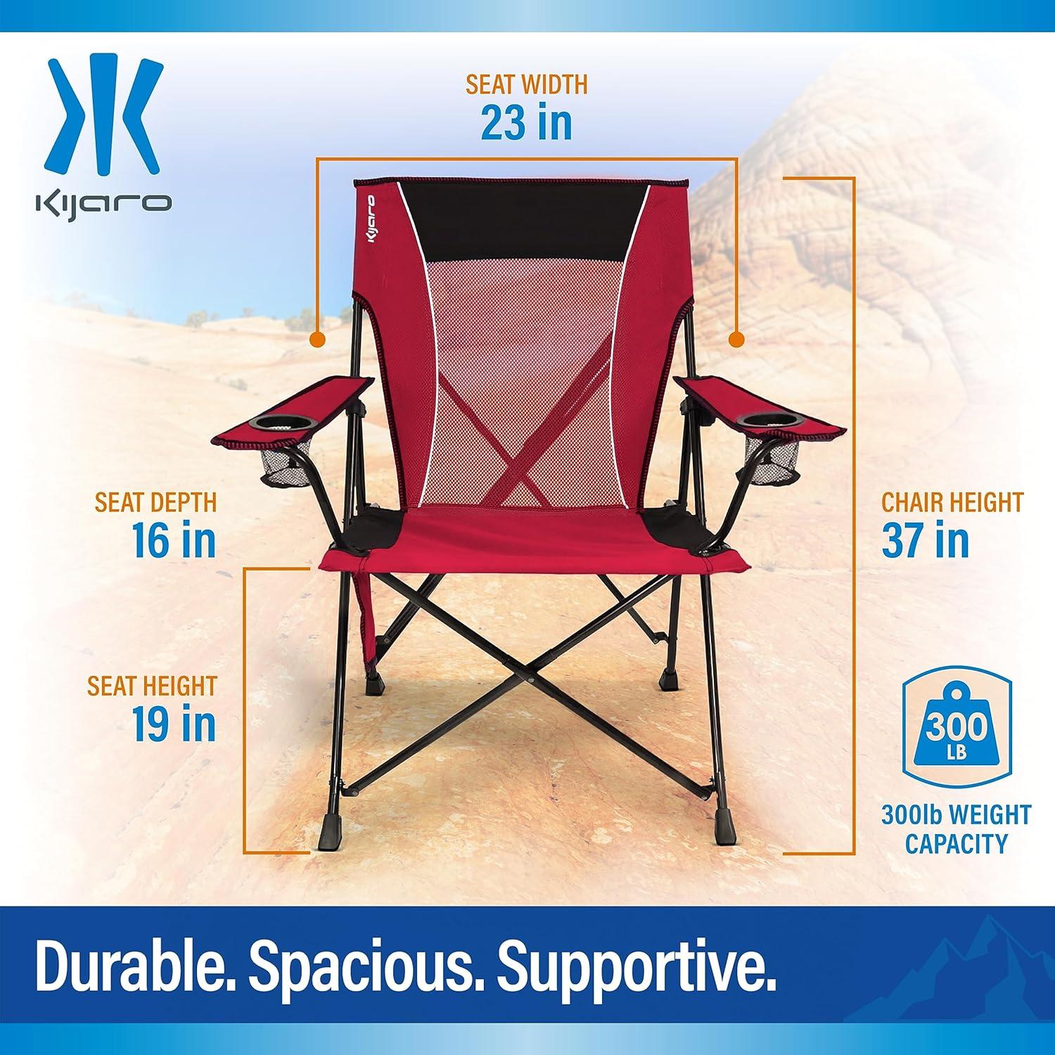 Dual Lock Portable Outdoor Chair in Red Rock with Mesh Back