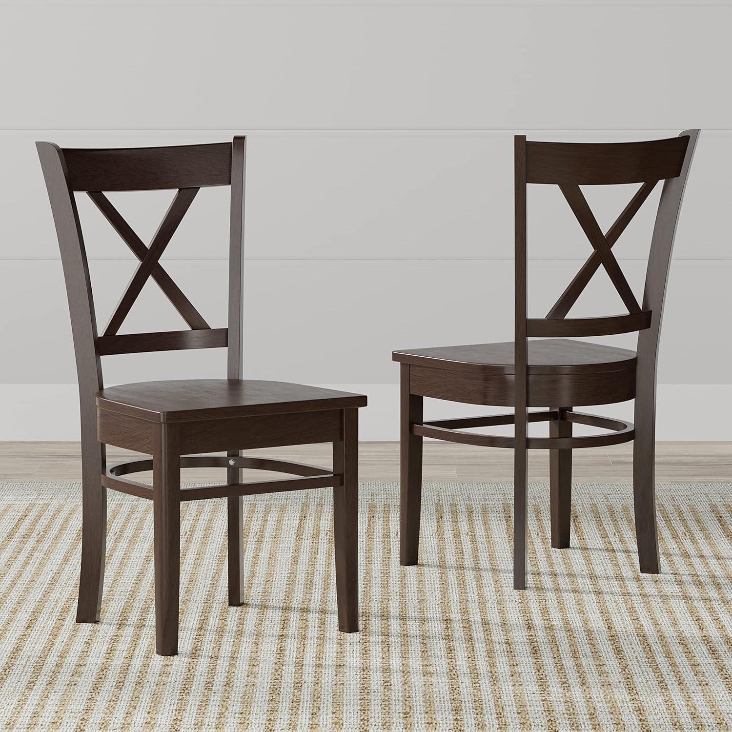Glenwillow Home Cross Back Solid Wood Dining Chairs in White (Set of 2)