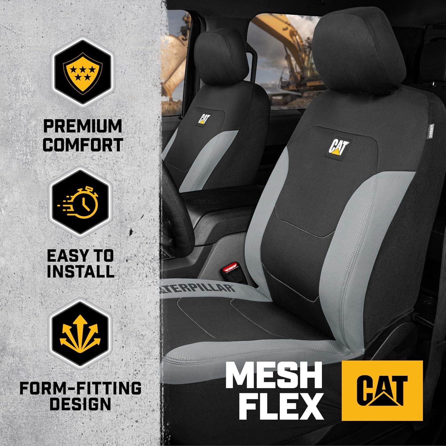 Universal Fit Black and Gray Poly-Cotton Automotive Seat Covers
