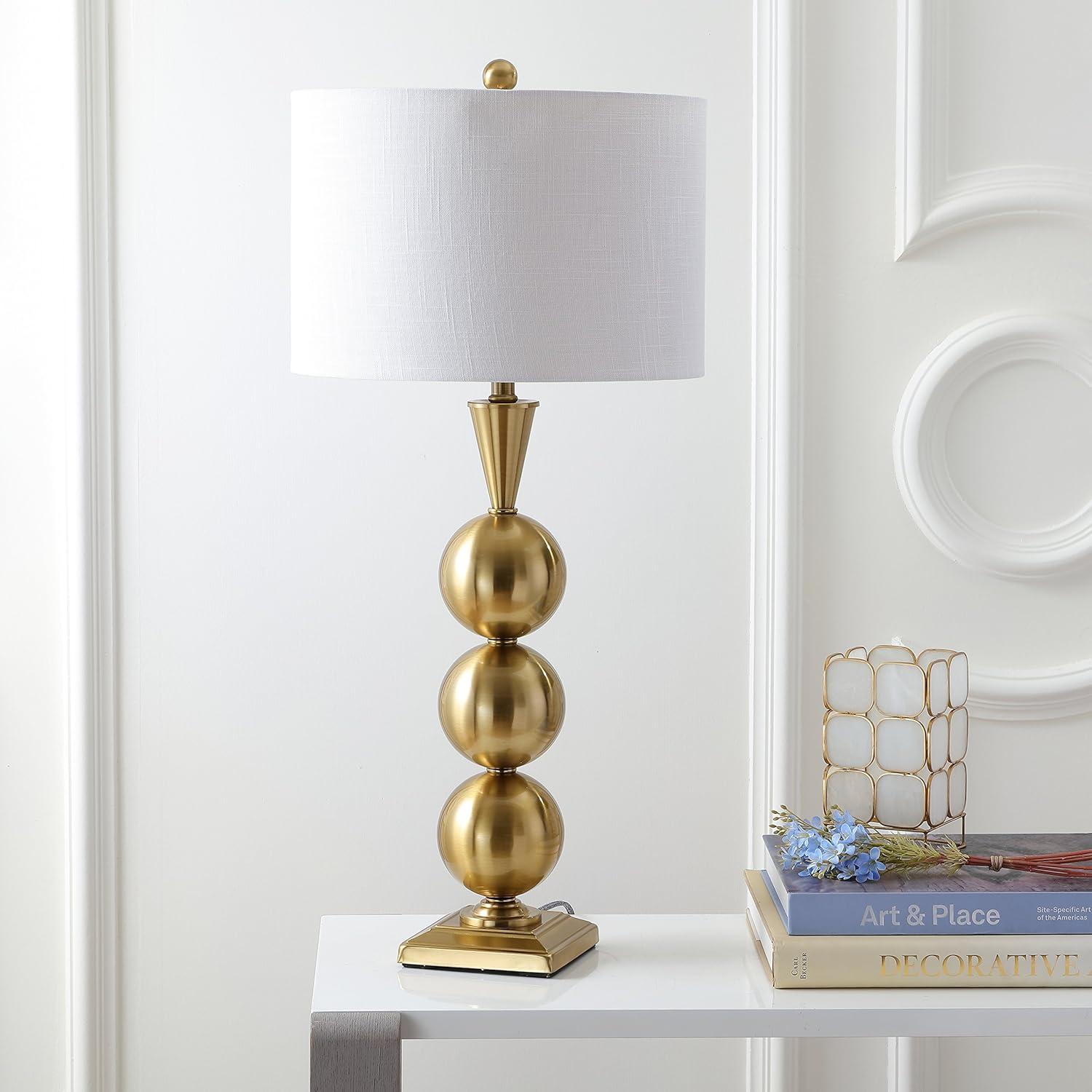 Mackenzie 33" Gold Metal Table Lamp with White Shade