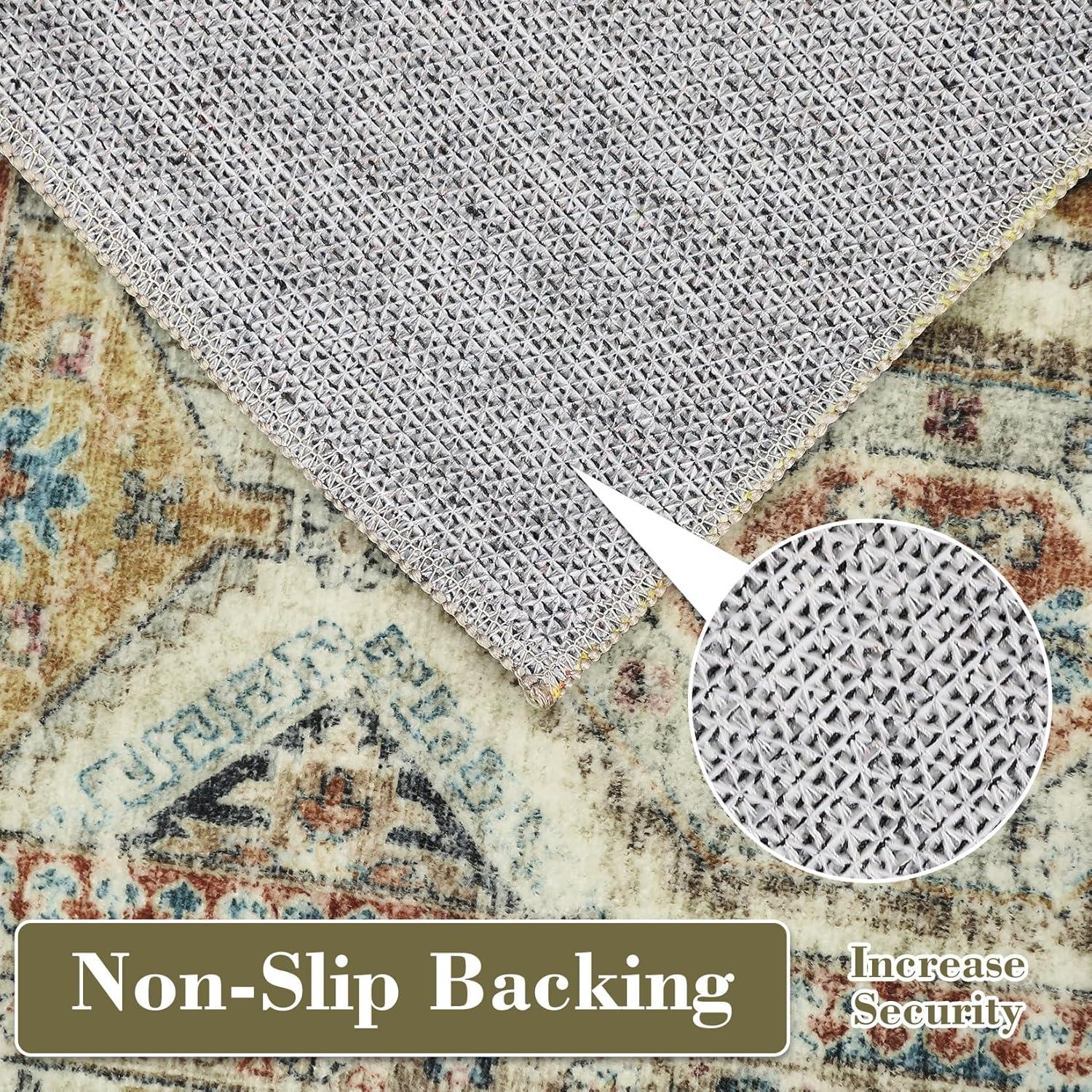 Garvee 8'x10' Large Area Rug for Living Room Vintage Rug Geometric Rug Non Slip Low Pile Indoor Bedroom Rug, Multi