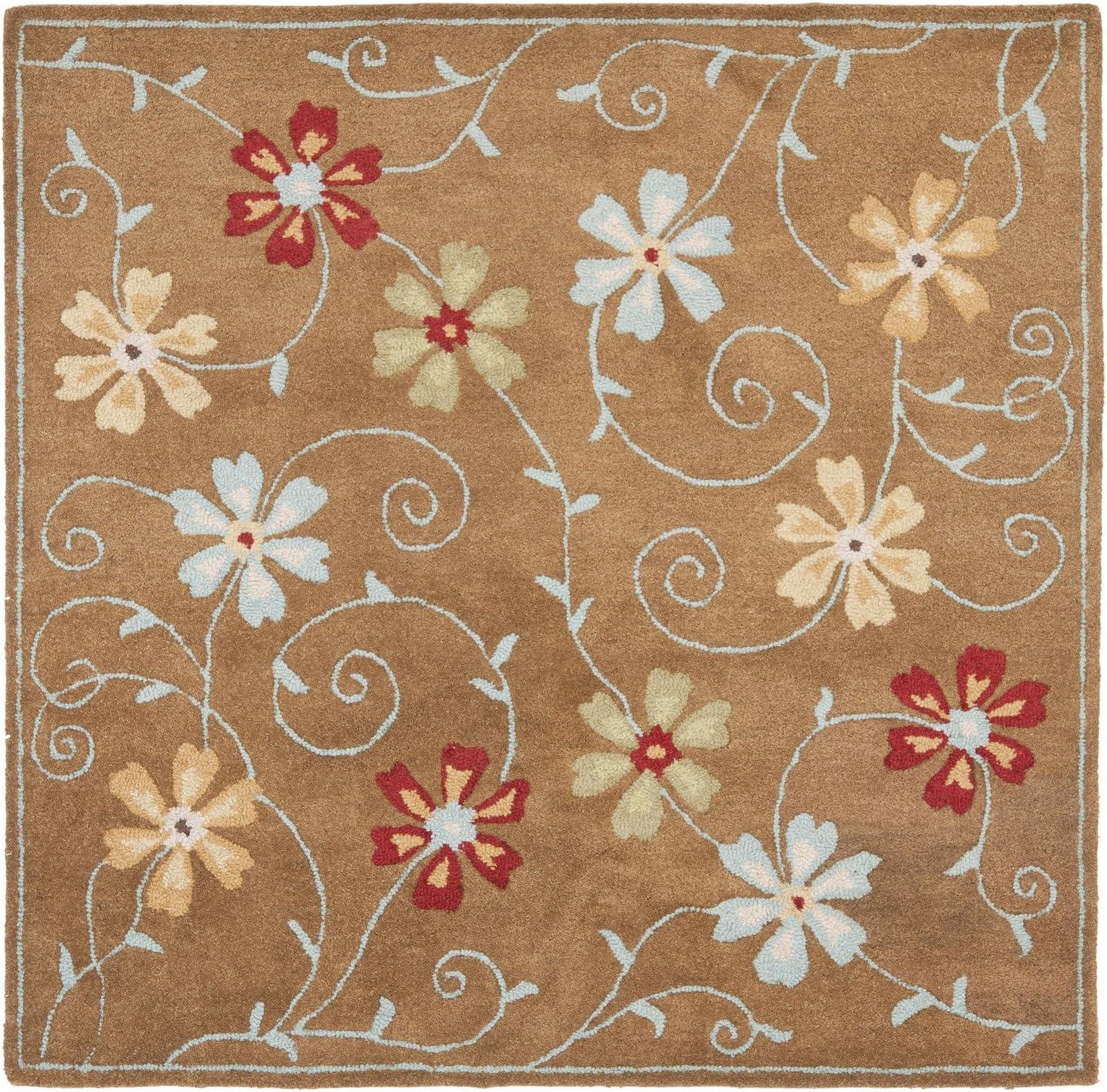Blossom BLM784 Hand Hooked Area Rug - Camel/Multi - 4'x6' - Safavieh.