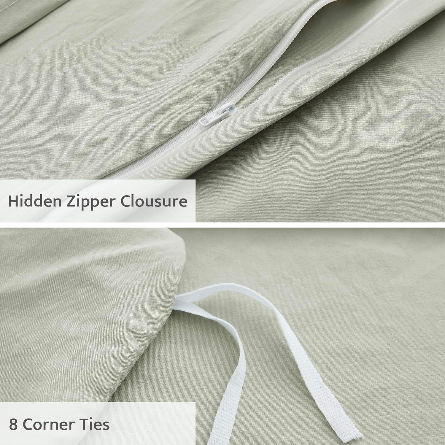 Oli Anderson White Duvet Cover Twin Size - Pleated Twin Duvet Cover, 2PCS Soft and Breathable Textured Bedding Set with Zipper Closure(White,68"x90")