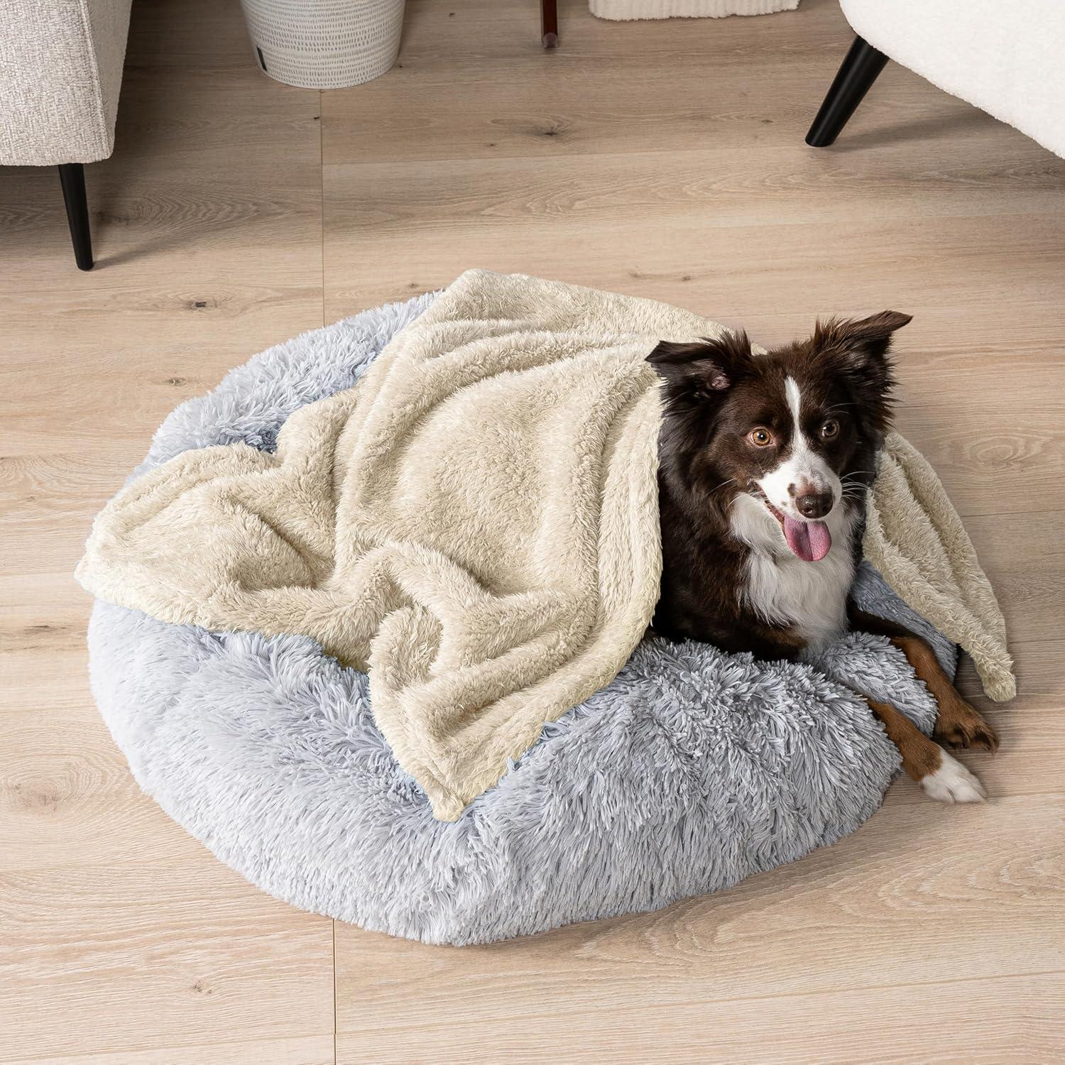 Small Beige Waterproof Sherpa Pet Blanket