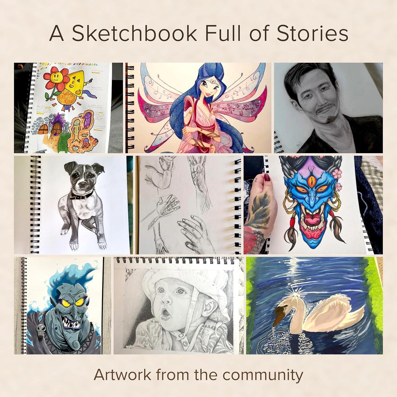 Artist’s Sketchbook Hardcover – 200GSM Very Thick Paper – Large, Spiral Sketch Book for Drawing and Mixed Media – Sketch Pad, Art Book - 11.4 x16.5, 40 Sheets / 80 Pages