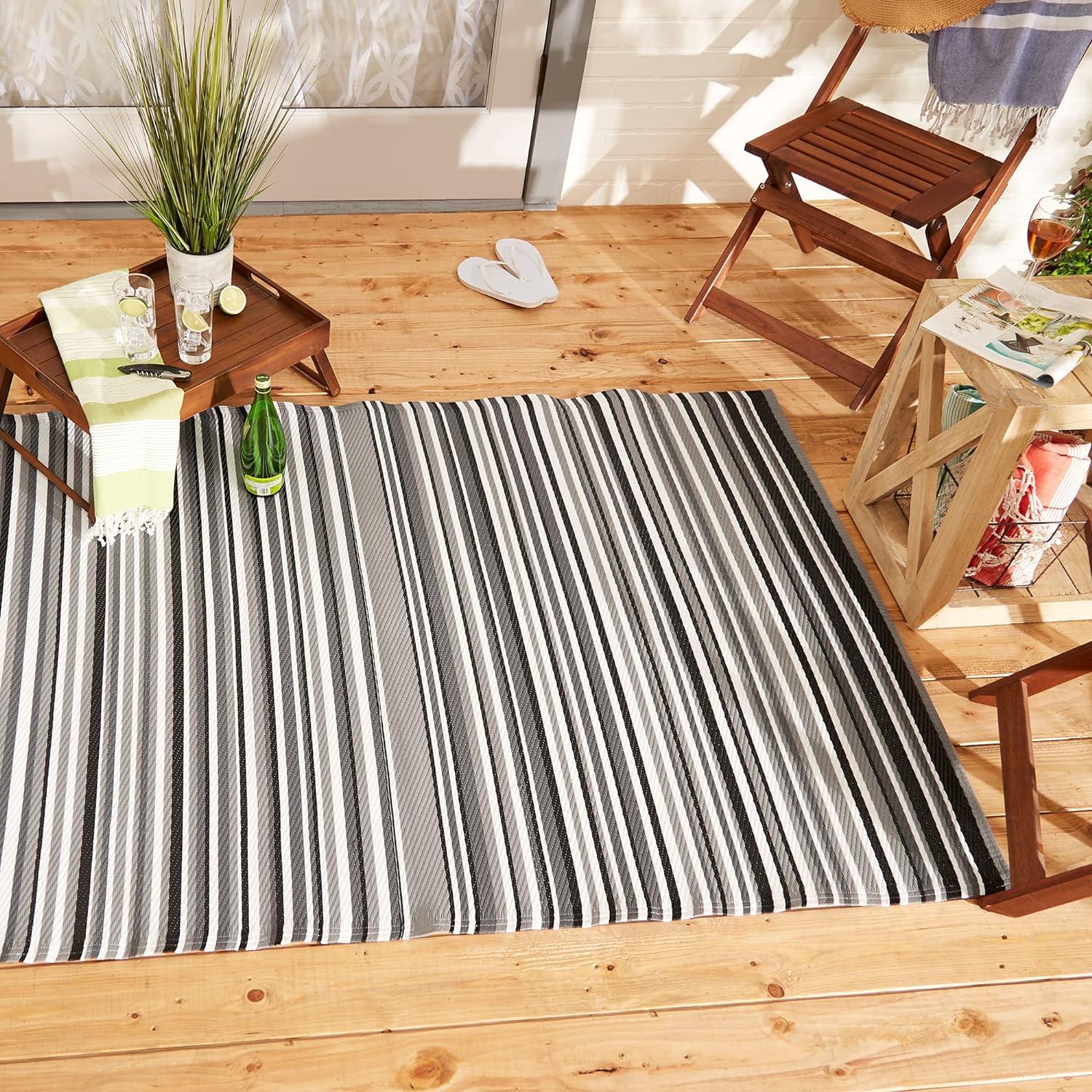 Urban Multi-Tone Stripe Reversible Synthetic Rug 4' x 6'