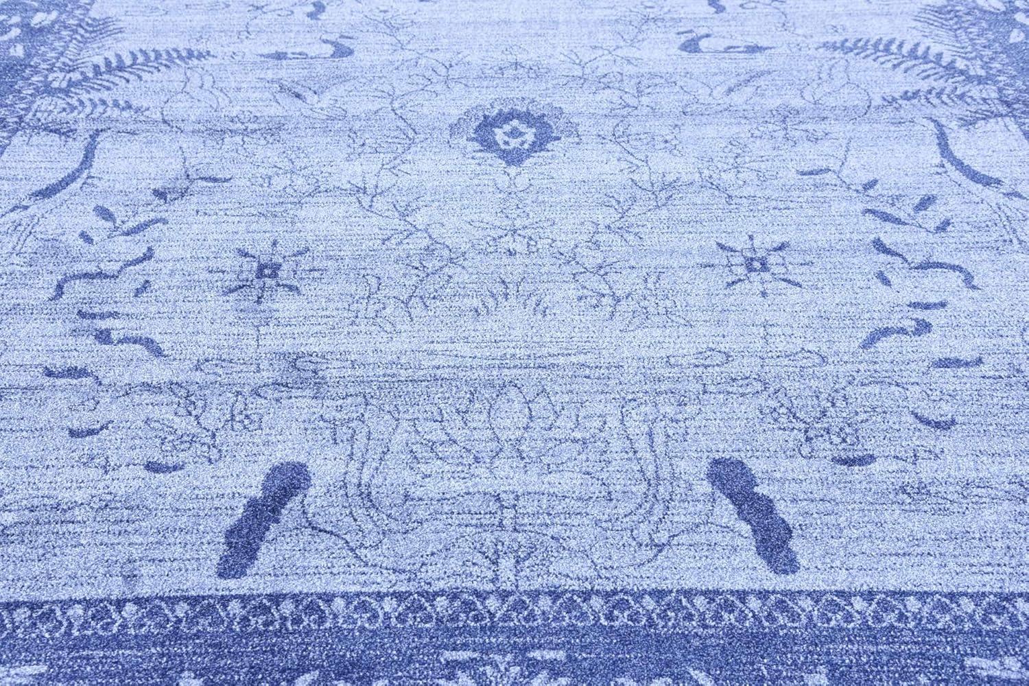 Unique Loom La Jolla Collection Area Rug - Floral (8' Square Blue/Navy Blue)