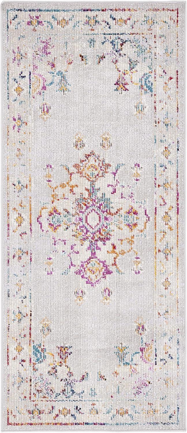 Crystal CRS521 Power Loomed Accent Rug - Grey/Cream - 2'2"x5' - Safavieh.