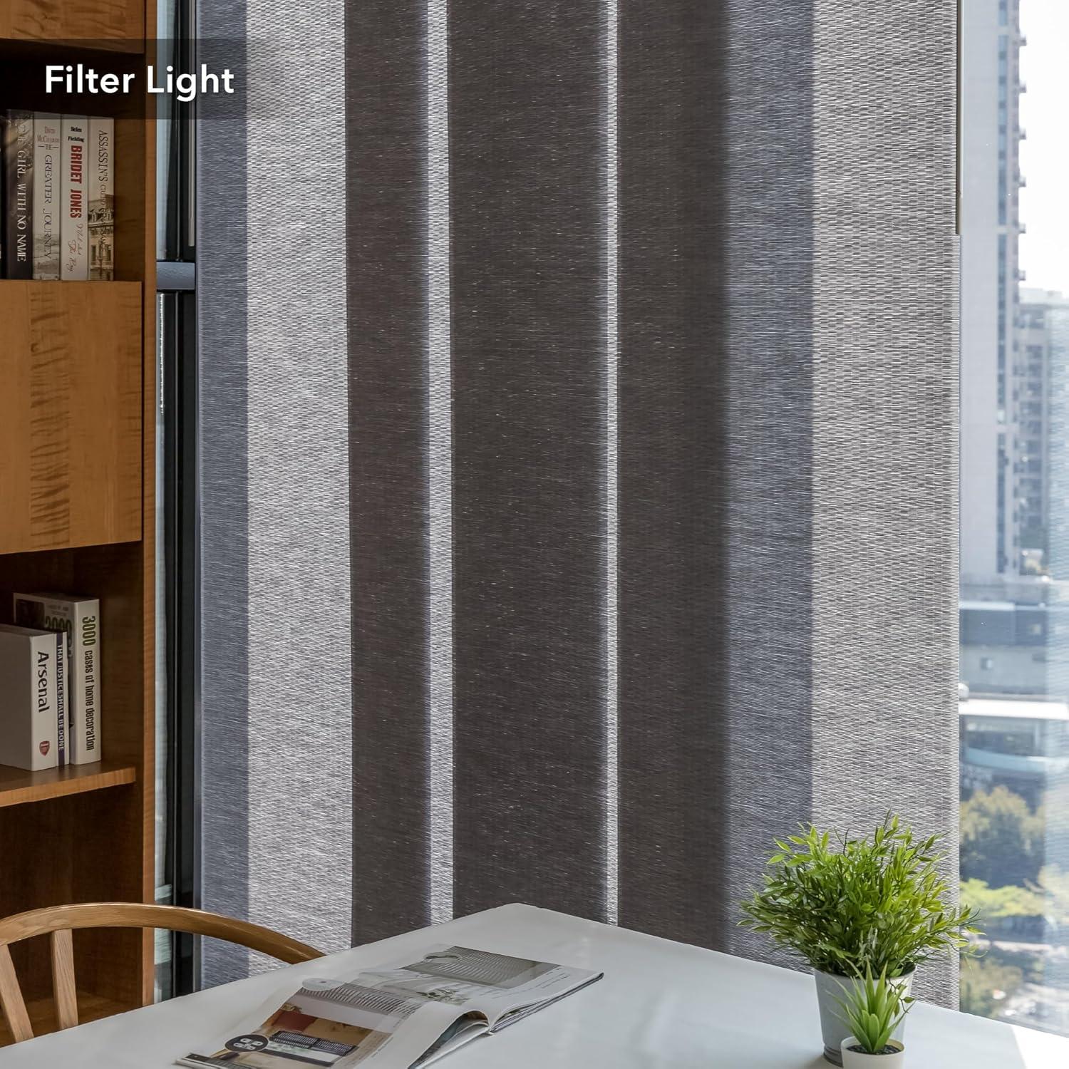 Adjustable Blackout Woven Fabric Panel Track Blinds, 45.8"-86" W x 96" H